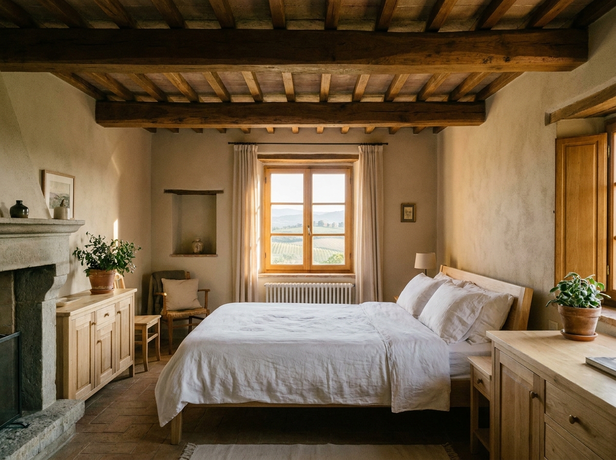 Una delle camere dell'agriturismo